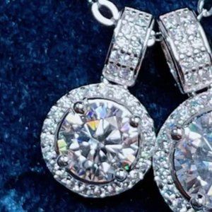1ct | Moissanite Pendant Necklace | 925 Sterling Silver Moissanite Pendant WG